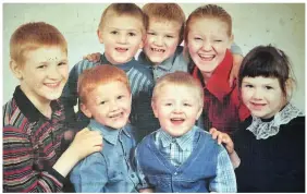  ??  ?? Michelle’s children as youngsters. Front row, from left, David, Leon, Kevin and Kirsty. Back row, James, Stephen and Tammy