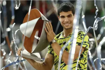  ?? EPA ?? Carlos Alcaraz after beating Jan-Lennard Struff in the Madrid Masters final on Sunday