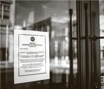  ?? Kassi Jackson / Tribune News Service ?? Restaurant­s and businesses have closed in order to keep patrons and employees safe from the ongoing COVID-19 concerns. But in the meantime, unemployme­nt filings continue to rise.