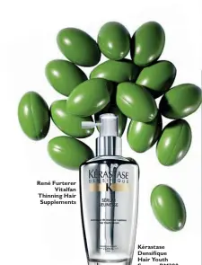  ??  ?? René Furterer
Vitalfan Thinning Hair Supplement­s