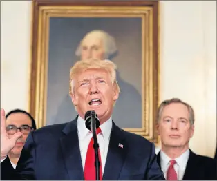  ?? AP PHOTO ?? U.S. President Donald Trump speaks during an event at the White House in Washington Monday.