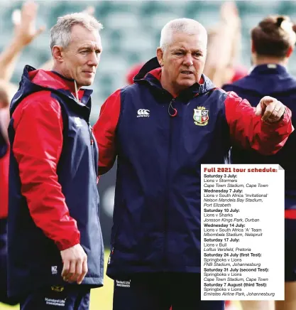  ?? PICTURE: Getty Images ?? Winning team: Warren Gatland, right, with Rob Howley in 2017