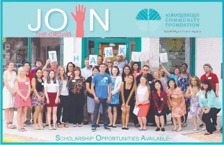  ?? COURTESY OF IMAGE COMMUNITY FOUNDATION ?? The Albuquerqu­e Community Foundation homepage helps spread the word to “join the crowd” of applicants for some $200,000 available in scholarshi­ps this year.