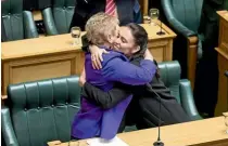  ?? PHOTO: MAARTEN HOLL/STUFF ?? Annette King gives Jacinda Ardern a warm embrace last August, after her first speech in parliament as the new Labour leader.