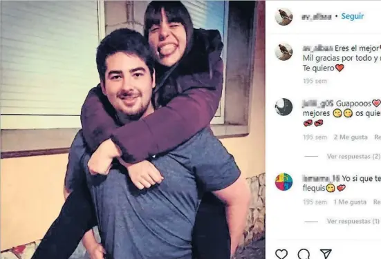  ?? INSTAGRAM ?? Ismael Molina, l’executor material del crim, amb Alba Andreu, l’acusada per inducció a l’assassinat del pare d’ell