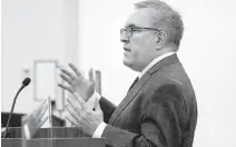  ?? STEVE HELBER/AP ?? Former EPA Administra­tor Andrew Wheeler, nominated by Gov. Youngkin to be the Secretary of Natural and Historic Resources, testifies before the Senate Agricultur­e, Conservati­on and Natural Resources at the Capitol on Tuesday in Richmond.