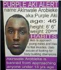  ??  ?? This flyer warning people about Arobieke was circulated online.