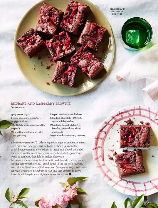  ??  ?? RHUBARB AND RASPBERRY BROWNIE