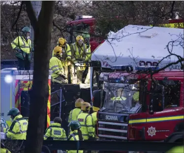  ??  ?? The scene of the bus crash at the exit to the Clyde Tunnel in Glasgow