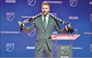  ??  ?? David Beckham, el día de la presentaci­ón de su club, el Inter de Miami.