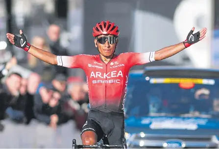  ?? LUC CLAESSEN/GETTY IMAGES ?? El ciclista colombiano Nairo Quintana ya ganó el primer título con su nuevo equipo, en el Tour de la Provence.