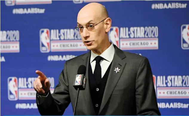  ??  ?? CHICAGO: File photo shows, NBA Commission­er Adam Silver speaks to the media during a press conference at the United Center in Chicago, Illinois. — AFP