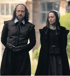  ??  ?? A bard’s tale: Kenneth Branagh as William Shakespear­e and Lydia Wilson as Susanna Hall in All is True and (below) the actor and director