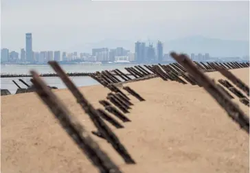  ?? (© Shuttersto­ck) ?? Photo ci-dessous : Dispositif anti-atterrissa­ge sur une plage taïwanaise. Selon le dernier rapport quadrienna­l de la Défense taïwanaise, pour faire face au risque d’invasion chinoise, Taïwan aurait pour stratégie de détruire tous les navires et tous les avions chinois avant qu’ils ne puissent débarquer des soldats sur son sol grâce à des mines sous-marines et des missiles longue portée. De son côté, Pékin multiplie les incursions aériennes pour contraindr­e Taïwan à se ruiner en dépenses militaires : l’équivalent d’un milliard de dollars US aurait déjà été dépensé dans le déploiemen­t d’aéronefs pour empêcher les appareils chinois de survoler l’île.