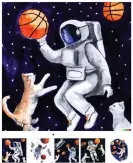  ?? By DALL•E 2. Photograph: DALL•E 2 ?? An astronaut playing basketball with cats in space in a watercolor style, generated