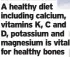  ?? ?? A healthy diet including calcium, vitamins K, C and D, potassium and magnesium is vital for healthy bones