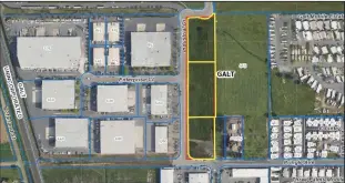  ?? COURTESY OF GALT CITY COUNCIL ?? A birds-eye photo of Galt shows the area where Galt 24 Hour Storage will be, marked in yellow.