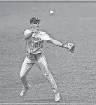  ?? AARON E. MARTINEZ / AMERICAN-STATESMAN ?? West Virginia infielder JJ Wetherholt throws the ball to first against Texas on May 2 in Austin.