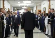  ?? PABLO MARTINEZ MONSIVAIS — ASSOCIATED PRESS FILE PHOTO ?? In this July 20, 2017, file photo, President Donald Trump and Vice President Mike Pence greet military personnel during their visit to the Pentagon.