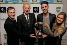  ??  ?? Mark Cunningham (EJ Menswear Sligo) with Mícheál Ó Mhuirchear­taigh, Siun and Padraig Og O’Se at the the launch of the Lidl Comórtas Peile Páidi Ó Sé 2019 GAA Football Festival