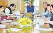  ?? HT PHOTO ?? Chief minister Jai Ram Thakur presiding over the cabinet meeting at the state secretaria­t in Shimla on Wednesday.