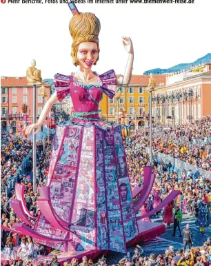  ?? Foto: Alain Issock/OTCN ?? Riesiges Spektakel: Zum Karneval werden in Nizza bis zu 17 Meter hohe Figuren durch die Straßen bewegt.