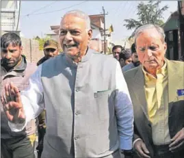  ?? WASEEM ANDRABI/HT ?? Former Union minister and senior BJP leader Yashwant Sinha in Srinagar on Tuesday.