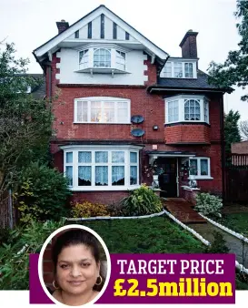  ??  ?? TARGET PRICE £2.5million Renu Qadri’s five-bedroom flat in Blackheath, South-East London