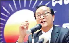  ?? RAINSY VIA FACEBOOK SAM ?? Sam Rainsy’s invitation to deliver a speech at the 141st Assembly of the Inter-Parliament­ary Union (IPU) in the Serbian capital of Belgrade this week was revoked after a request from the Cambodian delegation.