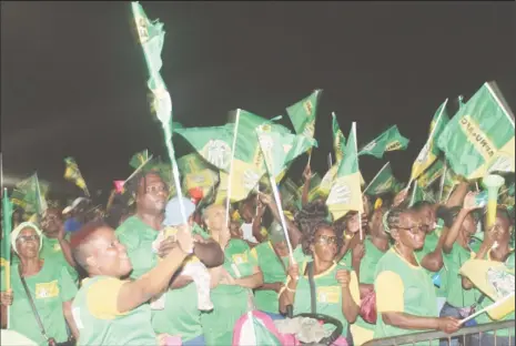  ??  ?? APNU+AFC supporters at last evening’s New Amsterdam rally.