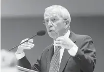  ?? STEVE CANNON/AP ?? Special Master Dudley Goodlette explains his findings to the Florida Senate Rules Committee on Monday in Tallahasse­e.