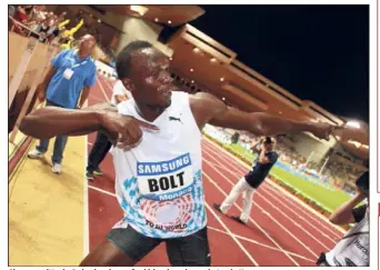  ?? (Photo Eric Duliere) ?? Six ans qu’Usain Bolt n’avait pas foulé la piste du stade Louis-II.