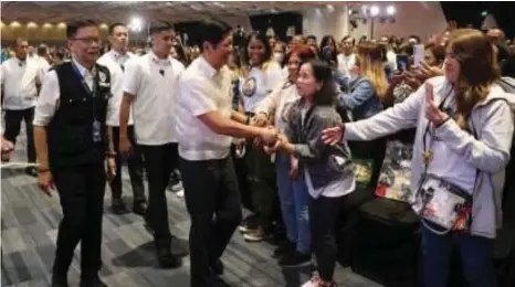  ?? (PNA photo by Alfred Frias) ?? OFW REMITTANCE­S. President Ferdinand R. Marcos Jr. graces the overseas Filipino workers Family Day at SMX Convention Center in Pasay City on Dec. 20, 2023. On Saturday (March 16), the Bangko Sentral ng Pilipinas said personal remittance­s from overseas Filipinos went up by 2.7 percent in January this year.