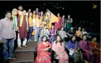  ?? PHOTOS BY JOHN ORVEN VERDOTE ?? The group Overseas Friends of Bharatiya Janata Party (OFBJP) Philippine­s holds a livestream event for the historic inaugurati­on of the Ram Mandir, also known as the Ram Janmabhoom­i Temple, in Ayodhya, Uttar Pradesh, India.