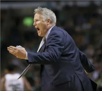  ?? THE ASSOCIATED PRESS FILE ?? Sixers head coach Brett Brown, apparently figuring he talks to his players enough on game days, brought in a ‘mentalist’ to entertain his troops at a dinner in Boston Tuesday night.