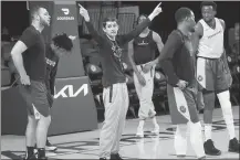  ?? AP ?? Nicholas Kerr gestures during the team’s practice in Santa Cruz, California on Jan 12.