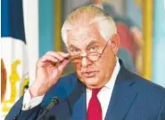  ?? THE ASSOCIATED PRESS ?? Secretary of State Rex Tillerson makes a statement Wednesday at the State Department in Washington.