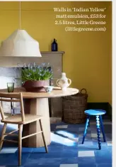  ??  ?? Walls in ‘Indian Yellow’ matt emulsion, £53 for 2.5 litres, Little Greene
(littlegree­ne.com)