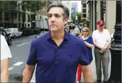  ?? ASSOCIATED PRESS ?? IN A JULY 30 FILE PHOTO, MICHAEL COHEN, formerly a lawyer for President Trump, leaves his hotel, in New York.