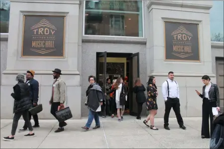  ?? LAUREN HALLIGAN - MEDIANEWS GROUP FILE ?? Eventgoers leave the Troy Savings Bank Music Hall earlier this year.