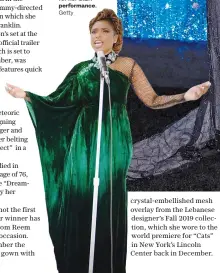  ?? Getty ?? Below: The Oscar winner wore a gown from Reem Acra’s Fall
2020 collection for her B.E.T performanc­e.