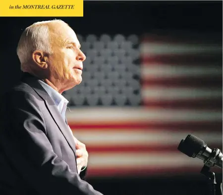  ?? GERALD HERBERT / THE ASSOCIATED PRESS FILES ?? U.S. Senator John McCain, who died Saturday at 81, capped his political career by voting down the repeal of Barack Obama’s health care law.