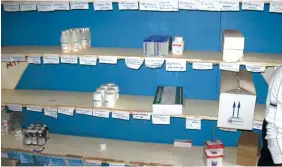  ??  ?? Empty shelves . . . Most Government hospital pharmacies are short of drugs