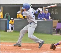  ?? STAFF PHOTO BY TIM BARBER ?? Cleveland’s Bryce Witt connects on his third hit Thursday at Central in the fourth inning.