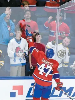  ??  ?? Alexander Radulov et ses coéquipier­s du Canadien avaient eu raison des Bruins par la marque de 4 à 3, le 4 octobre dernier au Centre Vidéotron.