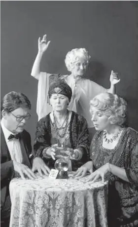  ?? DAVID LOWES ?? From left, Alan Penty, Elizabeth Whitmarsh, Jackie Rioux and Kate McCallum star in Noël Coward’s Blithe Spirit, opening tonight and running to Oct. 13 at Langham Court Theatre.