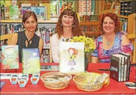  ?? CHRIS BARBER — DIGITAL FIRST MEDIA ?? From left are authors Jessica Lawson, Colleen Rowan Kosinski and Dianne Salerni, who joined the hosts of the Avon Grove Library summer reading kickoff.