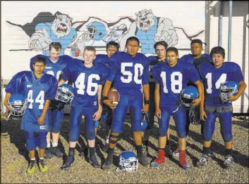  ?? Chase Stevens Las Vegas Review-Journal @csstevensp­hoto ?? Members of the McDermitt Combined School football team pose for a photo in McDermitt.