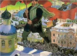  ??  ?? La mostra è ricchissim­a di prestiti dai musei russi. A sinistra, Boris Mikailovic­h Kustodiev, Bolshevik, 1920. A destra, Alexander Deineka, extile Workers, 1927