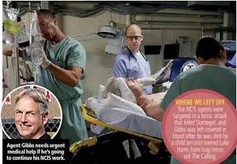  ??  ?? Agent Gibbs needs urgent medical help if he’s going to continue his NCIS work.